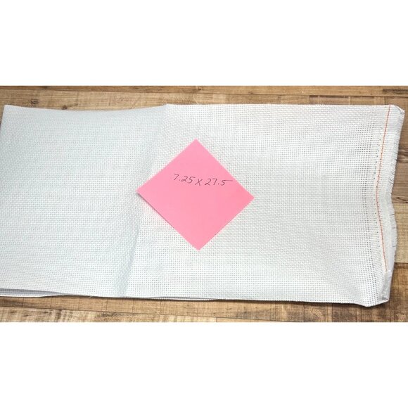 White Aida Cross-Stitch Fabric 7.25" X 27.5" For Embroidery 14 Count - Picture 1 of 2